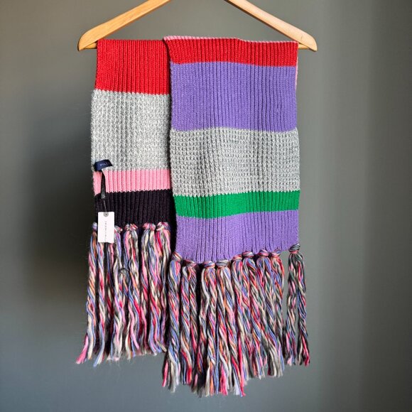 Multi Color Block Oversized Scarf, 94" Length with Tassels - Picture 9 of 14